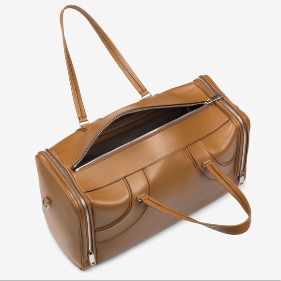 BALLY Fred Beige Leather Logo Duffle Bag Weekender - Picture 8 of 8